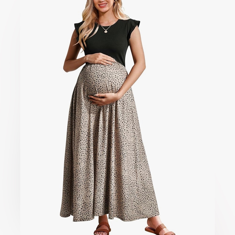 Women’s dresses maternity sleeveless ribbed fashion casual outfits maxi dress